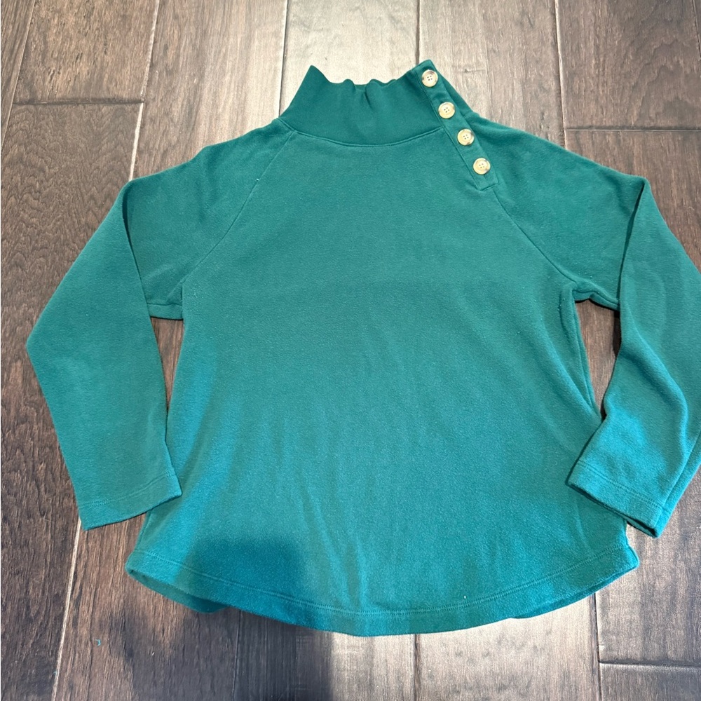 J. Crew Green Button-Accent Pullover